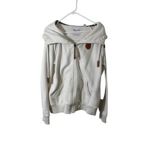 Wanakome Jacket Full Zip Wired Hoodie White  Unisex L Thick Terry Lined Outdoors